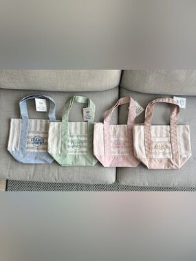 Trader Joe's Pastel Stripe Mini Tote - all 4 colors as pictured